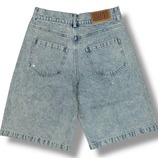 Rhinestone Airbrushed Denim Jorts