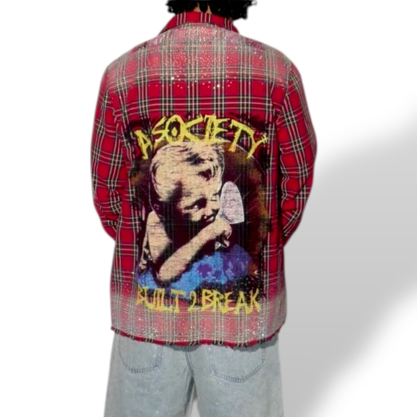 Acid Washed Rhinestone Flannel