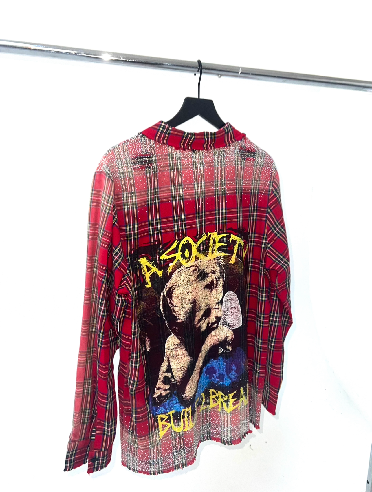 Acid Washed Rhinestone Flannel