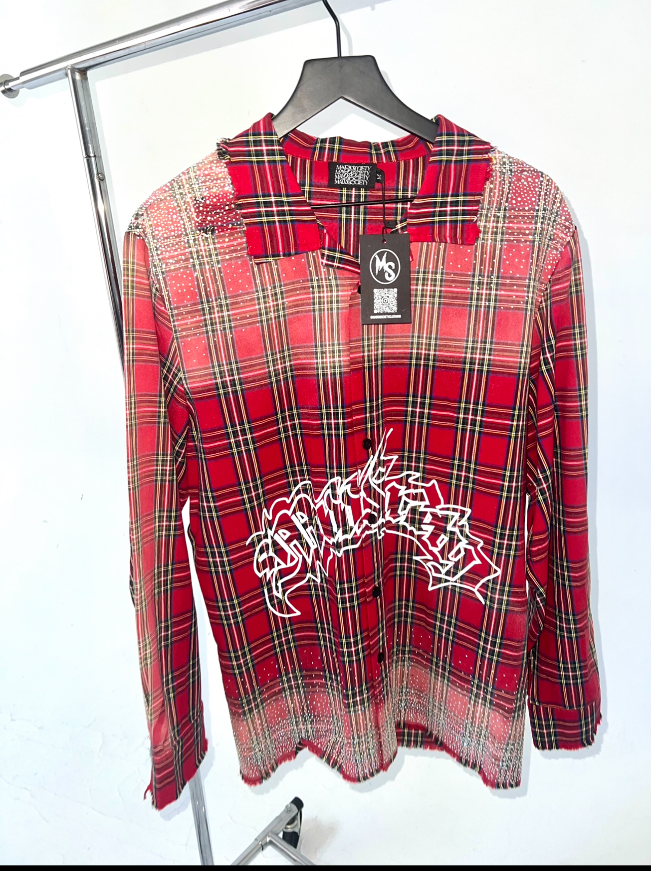 Acid Washed Rhinestone Flannel