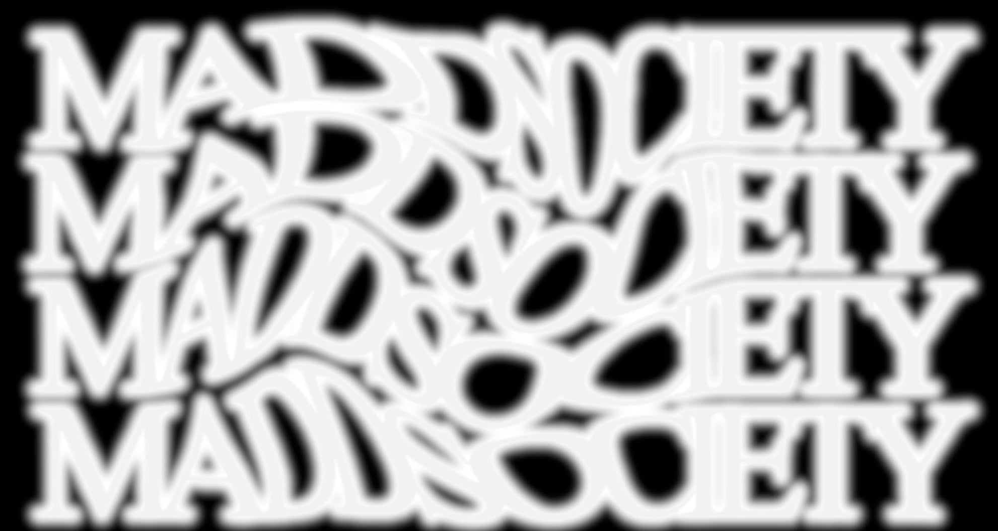 Repetitive text 'MADENY' in a stylized font on a white background