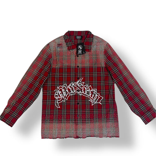 Acid Washed Rhinestone Flannel